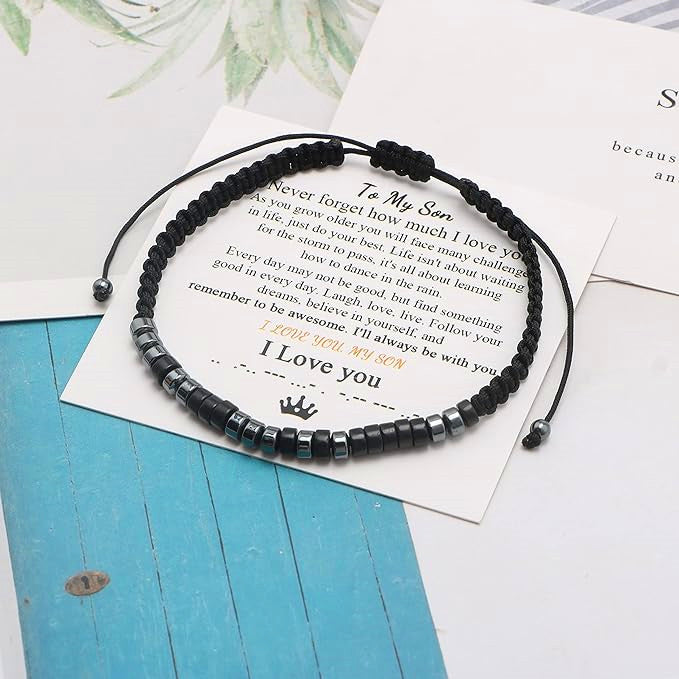 To My Son, I Love You Morse Code Bracelet