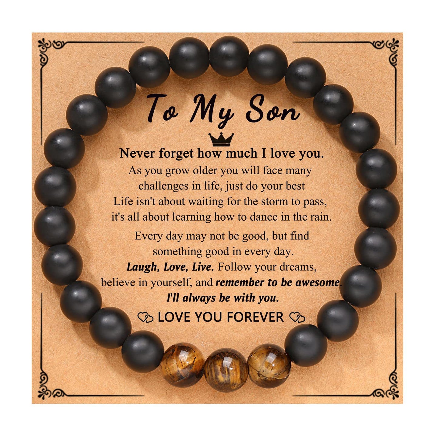 Natural Stone Bracelets for Men-Tiger Eye Stone | Black Agate Stone