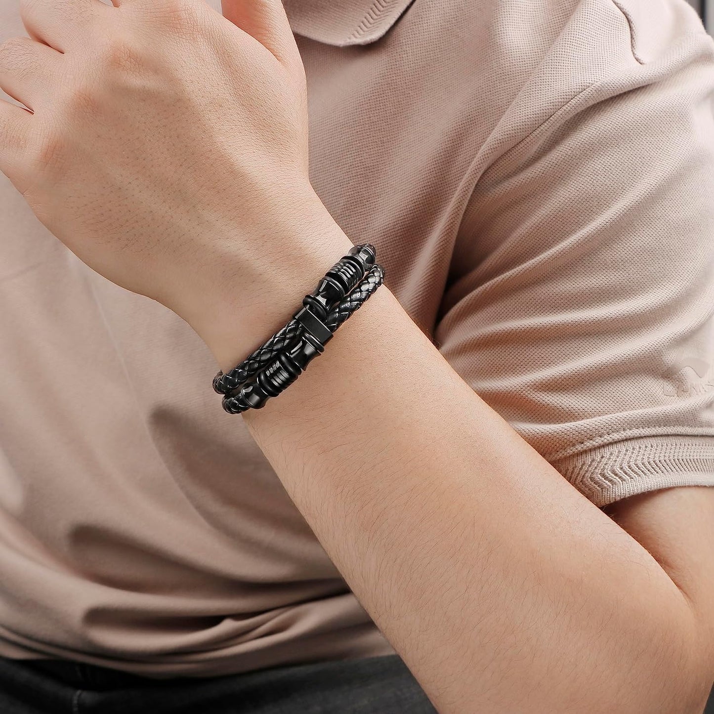 Men Leather Bracelet Gifts for Birthday Christmast Braided Bracelet for Husband