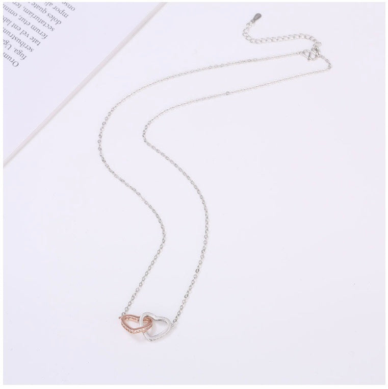 Double Crossed Heart Necklace for Women Gifts Mother and Daughter