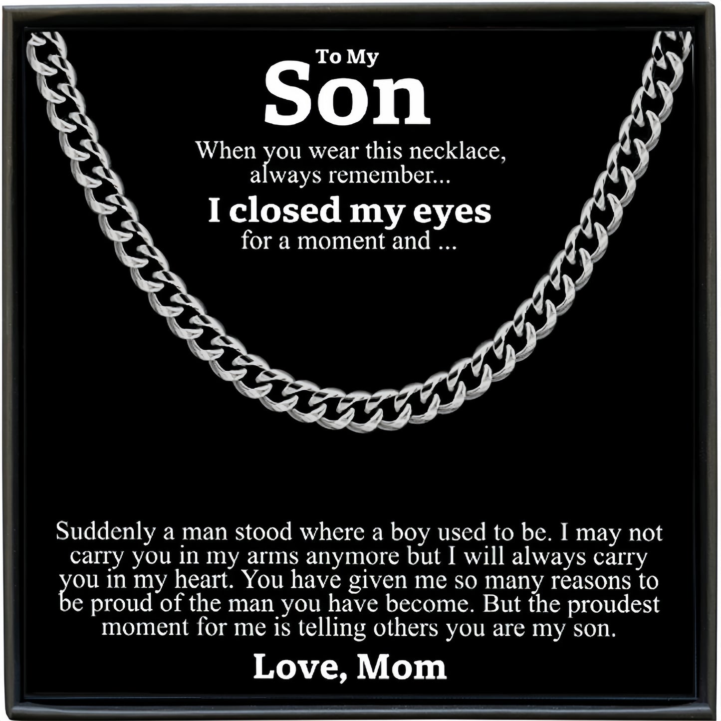 Cuban Link Chain for Men Silver Necklace for Son From Mom