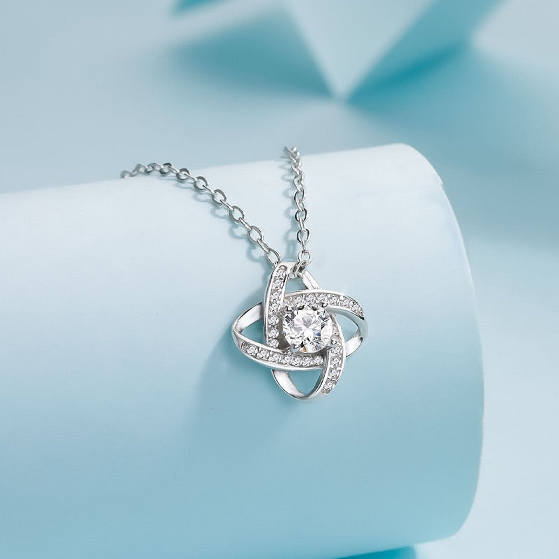Cubic Zirconia Love Knot Necklace for Women Dainty Gifts for Mom
