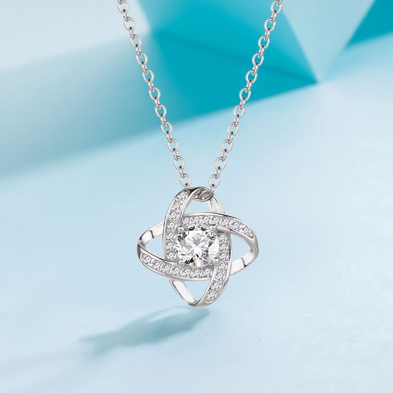 Cubic Zirconia Love Knot Necklace for Women Dainty Gifts for Mom