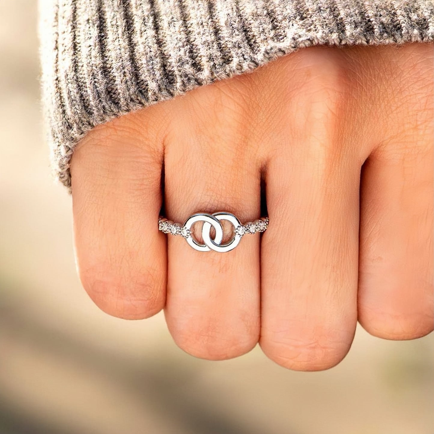 PART OF EACH OTHER MATCHING PAVÉ INTERLOCKING RING