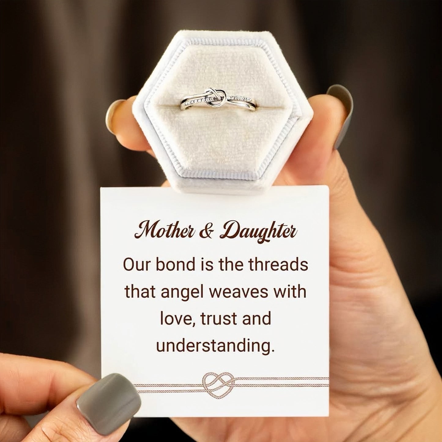 OUR BOND IS THE THREADS MATCHING DOUBLE BAND KNOT RING (ADJUSTABLE)