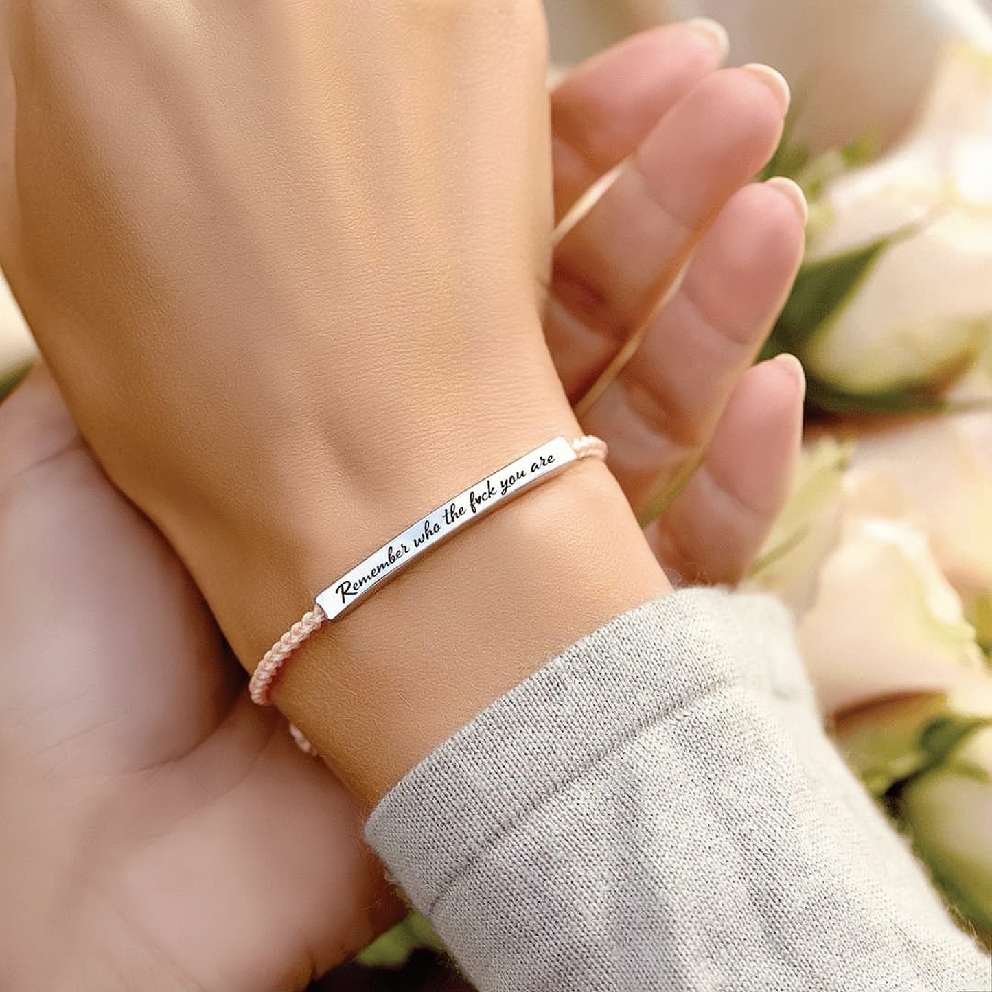 REMEMBER WHO THE FUCK YOU ARE MOTIVATIONAL TUBE BRACELET