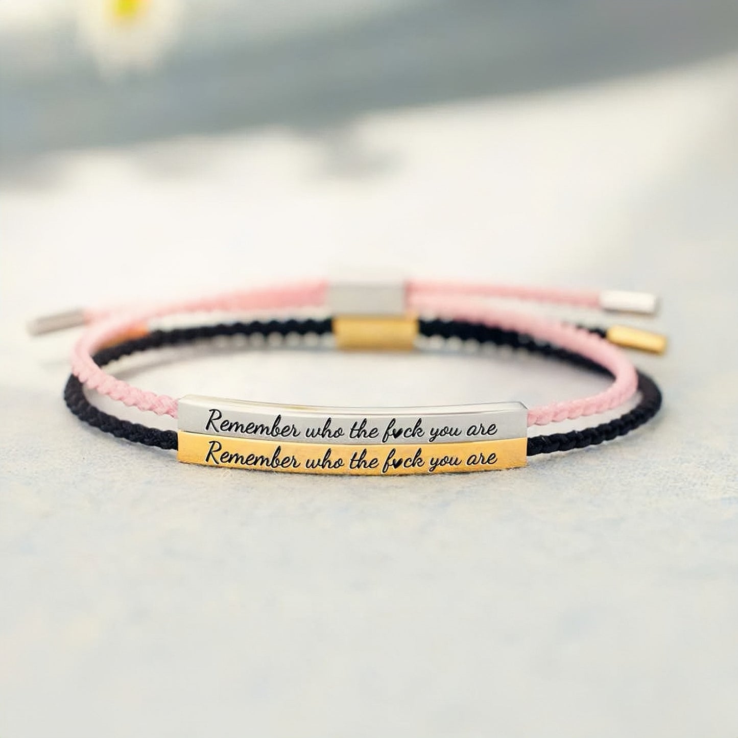 REMEMBER WHO THE FUCK YOU ARE MOTIVATIONAL TUBE BRACELET