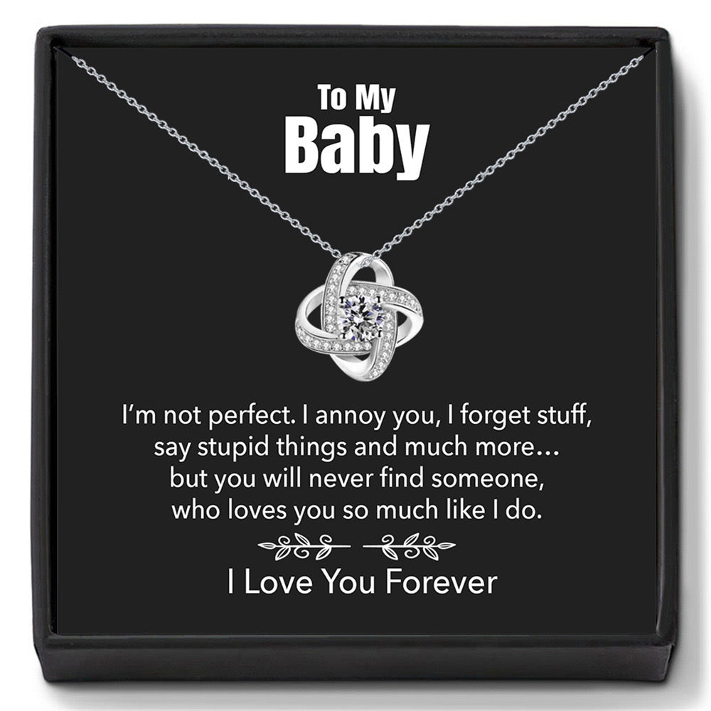 Cubic Zirconia Love Knot Necklace for Women Dainty Gifts for My Baby
