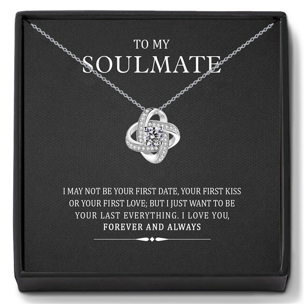 Cubic Zirconia Love Knot Necklace for Women Dainty Gifts for Soulmate