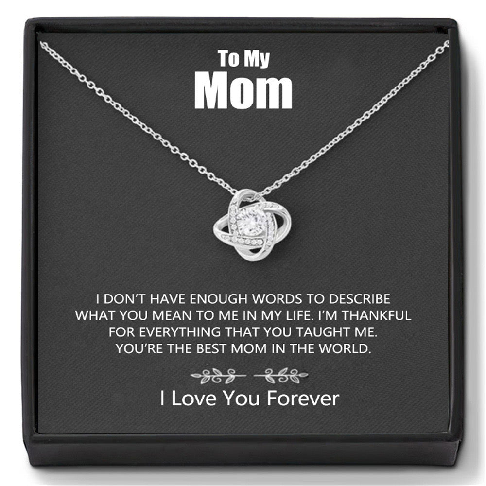 Cubic Zirconia Love Knot Necklace for Women Dainty Gifts for Mom