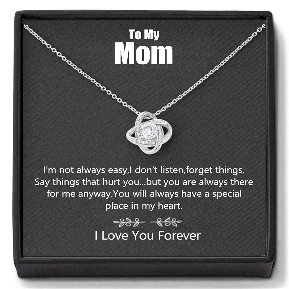 Cubic Zirconia Love Knot Necklace for Women Dainty Gifts for Mom