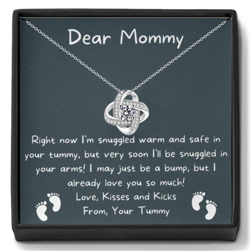 Cubic Zirconia Love Knot Necklace for Women Dainty Gifts for Mommy