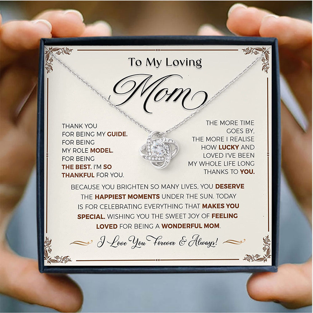 Cubic Zirconia Love Knot Necklace for Women Dainty Gifts for My Loving Mom