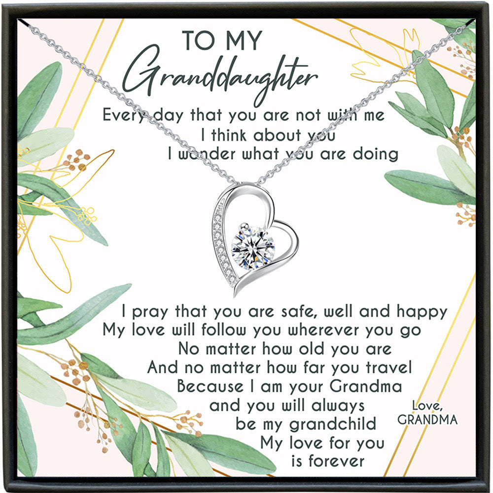 Sparkling Heart Necklace for Women Gifts To My Granddaughter