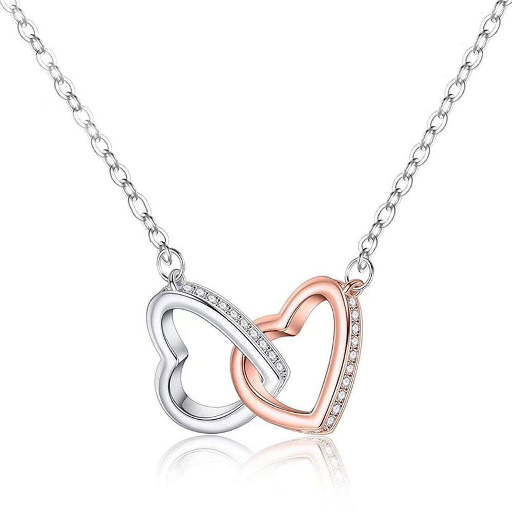 Double Crossed Heart Necklace for Women Gifts To My Soulmate
