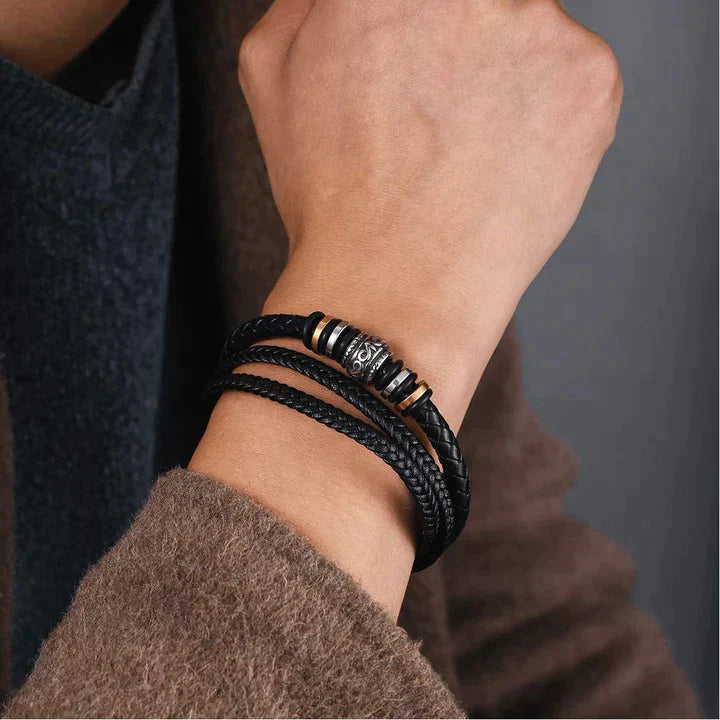 Men Leather Bracelet Gifts for Birthday Christmast Braided Bracelet for Son