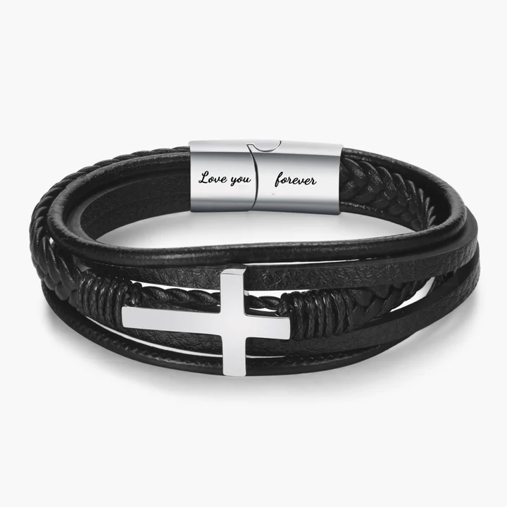 To My Grandson Love You Forever Cross Bracelet