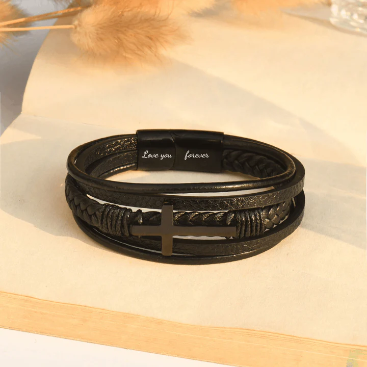 To My Grandson Love You Forever Cross Bracelet