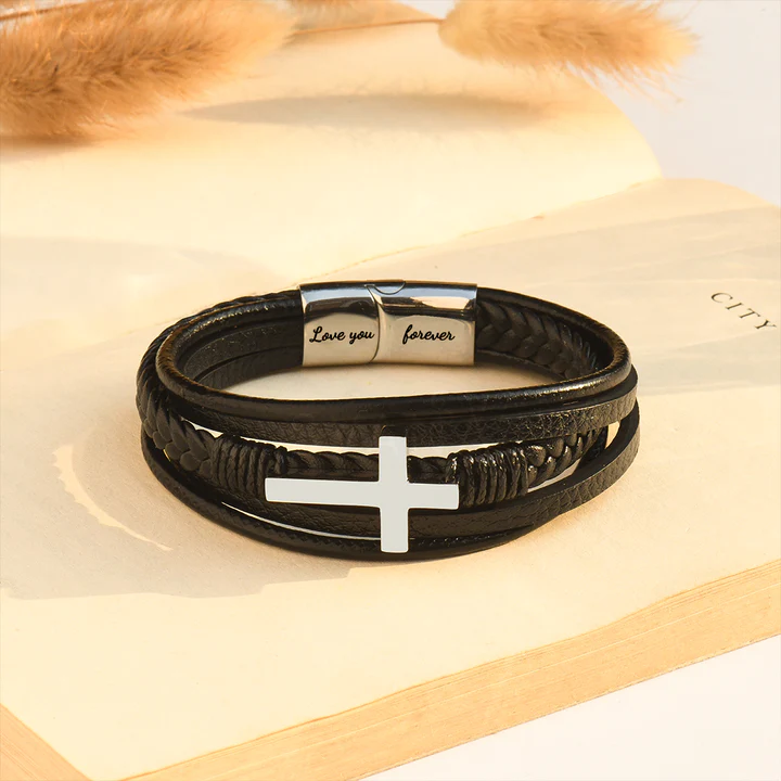 To My Grandson Love You Forever Cross Bracelet