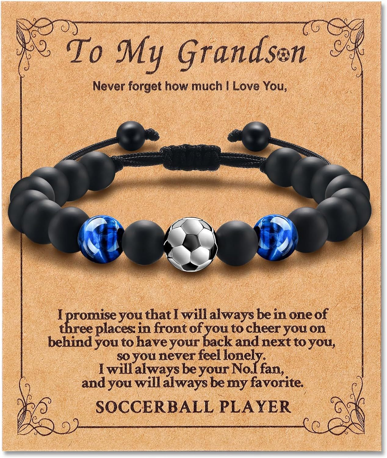 Soccer Beaded Bracelet - Unique Beaded Design, Adjustable Hand String