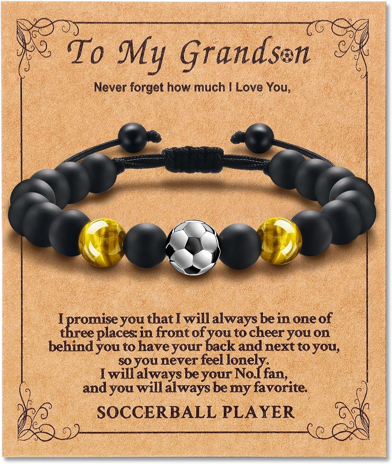Soccer Beaded Bracelet - Unique Beaded Design, Adjustable Hand String