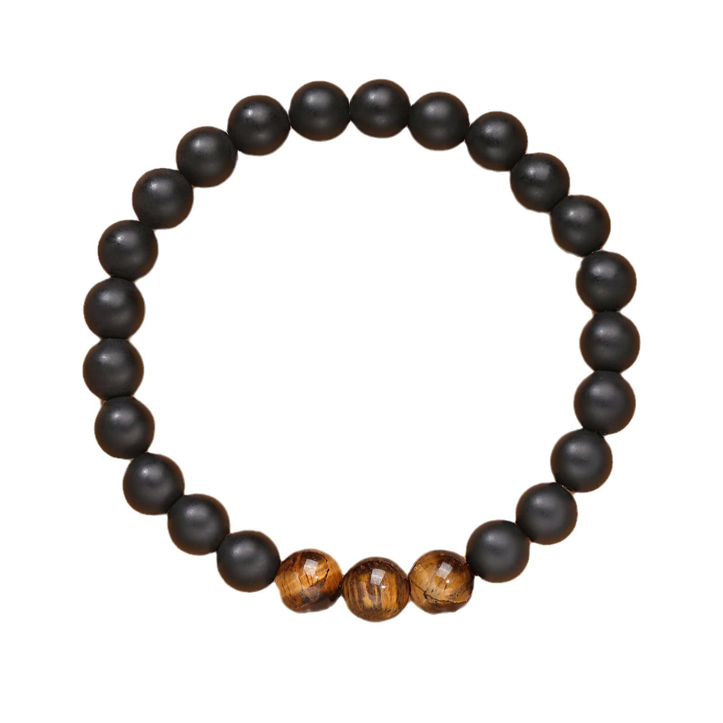 Natural Stone Bracelets for Men-Tiger Eye Stone | Black Agate Stone