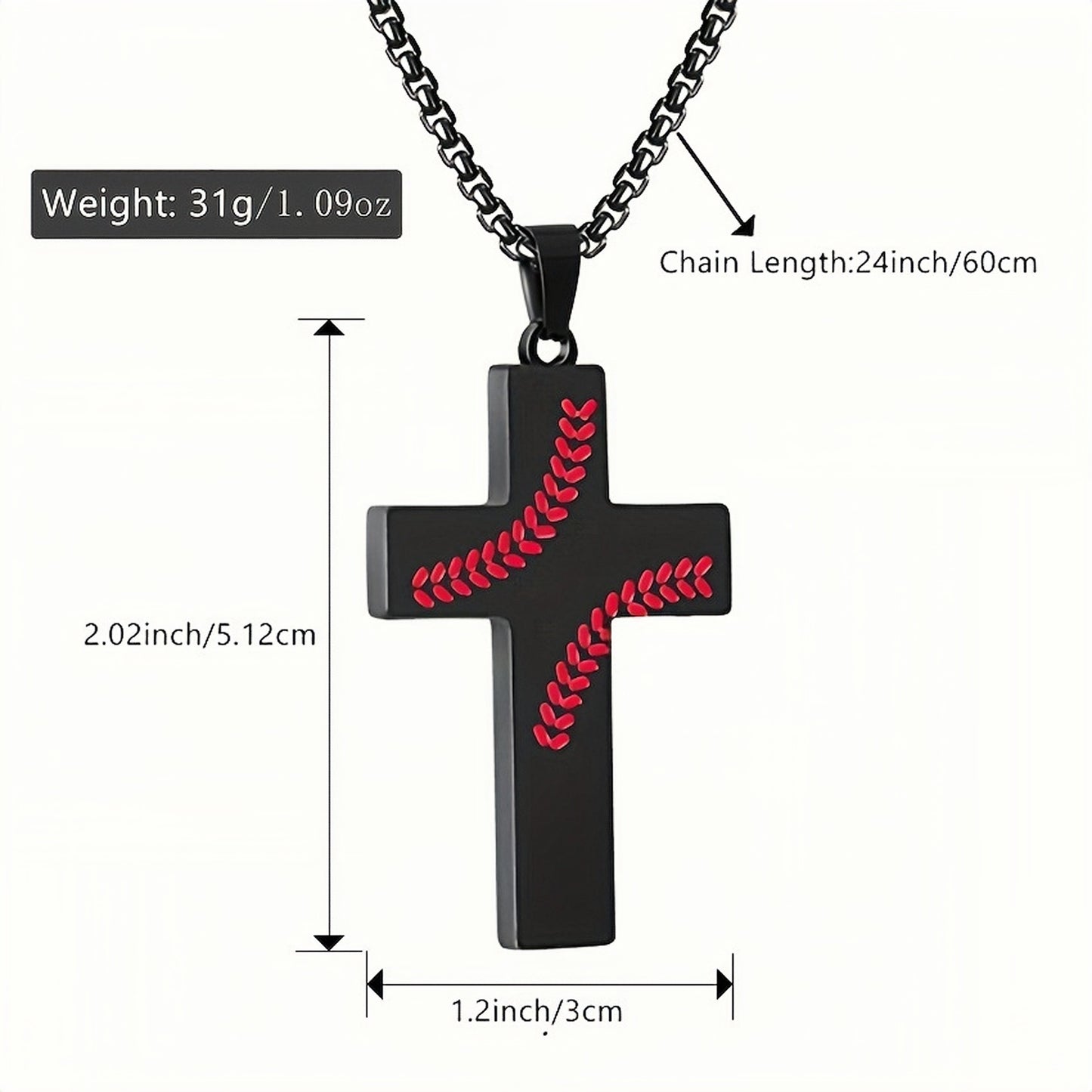 Baseball Cross Necklace for Boys Men, Stainless Steel Cross Pendant Chain Be Stronger