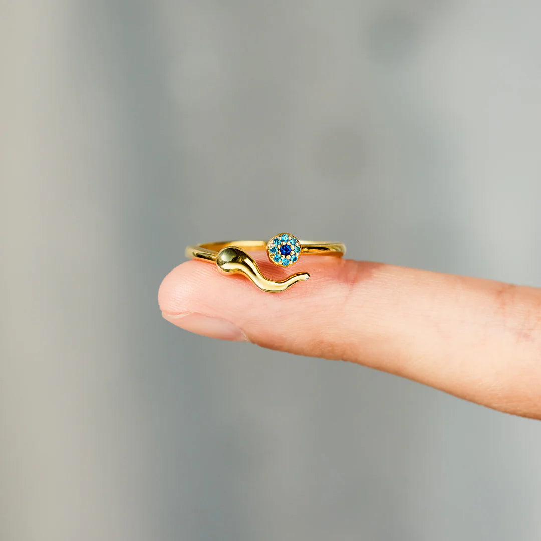 EVIL EYE RING, ITALIAN HORN RING