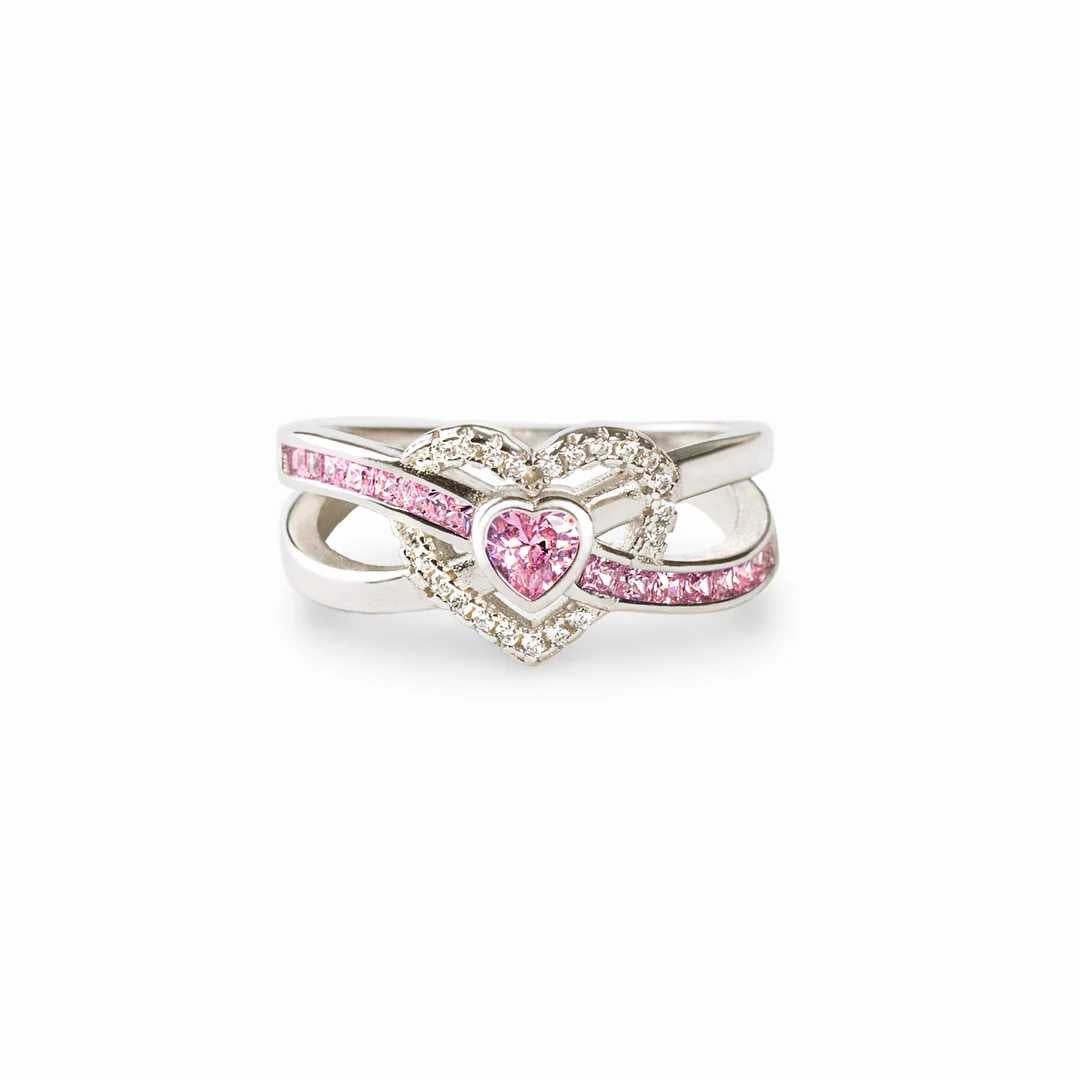 Mother Daughter Infinity Heart Love Knot Ring