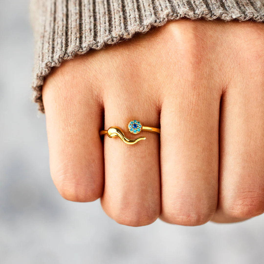 EVIL EYE RING, ITALIAN HORN RING