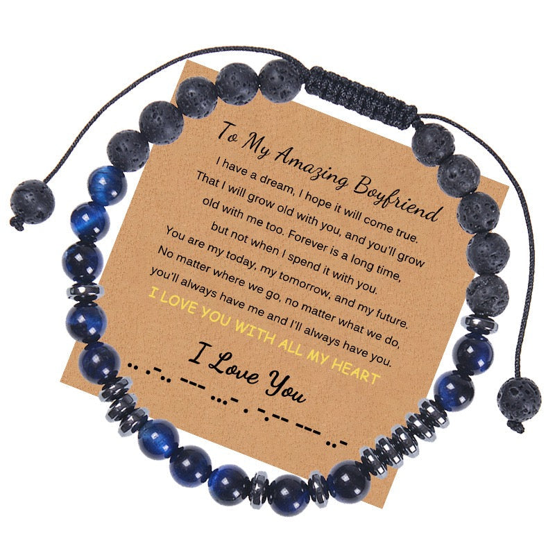 I Love You Morse Code Bracelet, Secret Message Bracelet for Men Women