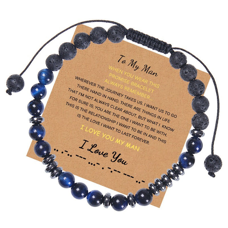 I Love You Morse Code Bracelet, Secret Message Bracelet for Men Women