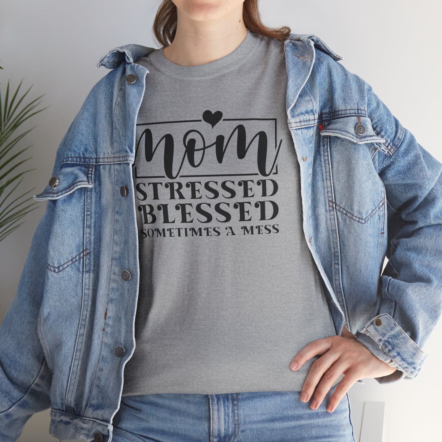 Stressed Blessed Sometimes a Mess Mom Life T-Shirt