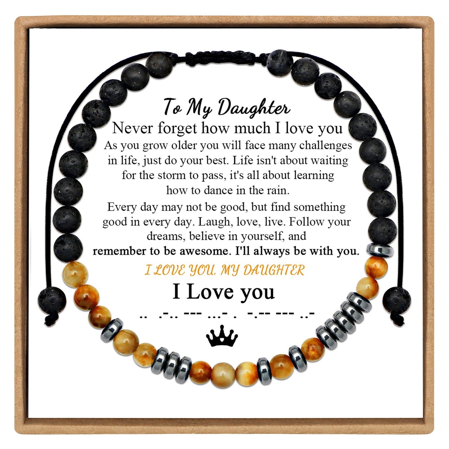 To My Daughter, I Love You Morse Code Bracelet