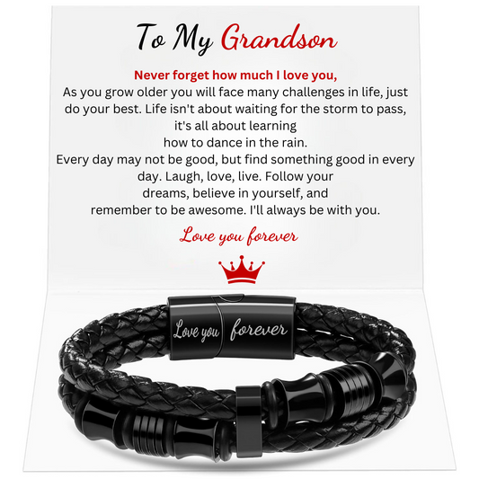Men Leather Bracelet Gifts for Birthday Christmast Braided Bracelet for Grandson