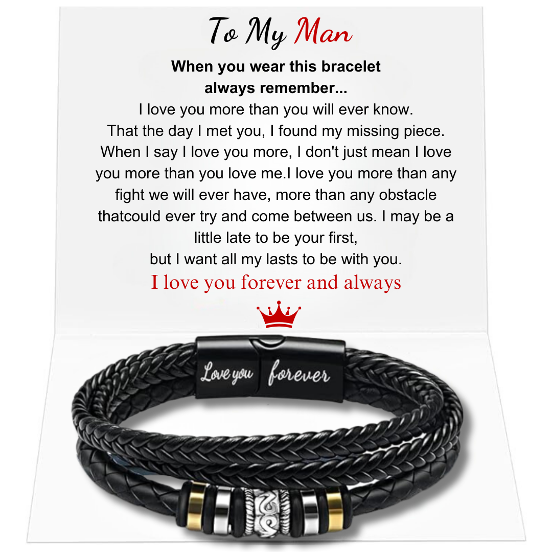 Men Leather Bracelet Gifts for Birthday Christmast Braided Bracelet for Husband