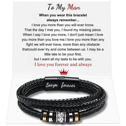 Men Leather Bracelet Gifts for Birthday Christmast Braided Bracelet for Husband