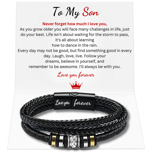 Men Leather Bracelet Gifts for Birthday Christmast Braided Bracelet for Son