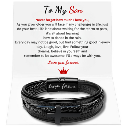 To My Son Love You Forever Cross Bracelet