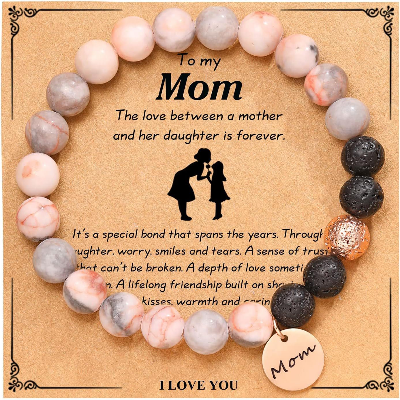 Pink Lava Rock Stone Beaded Bracelets for Women Gifts