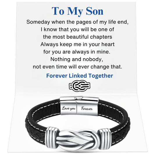 “Mother And Son Forever Linked Together" Braided Leather Bracelet