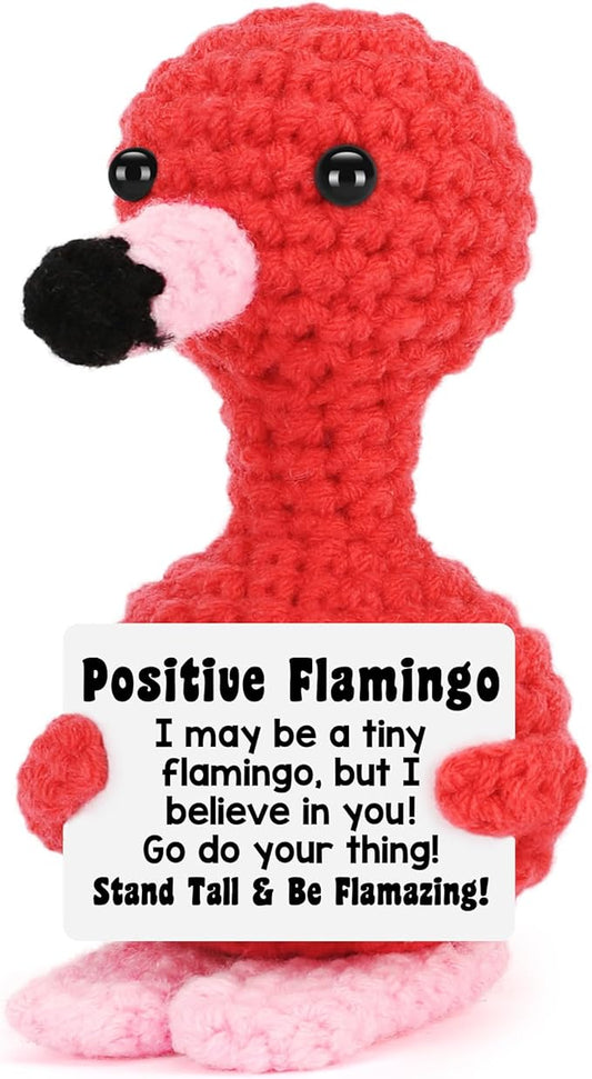 Handmade Positive Flamingo Crochet Doll