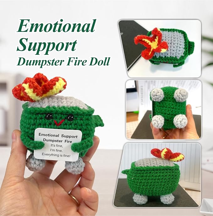 Handmade Dumpster Fire Crochet Doll Gift