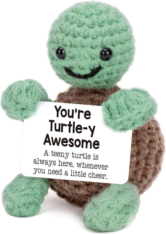 Handmade Positive Turtle Crochet Doll