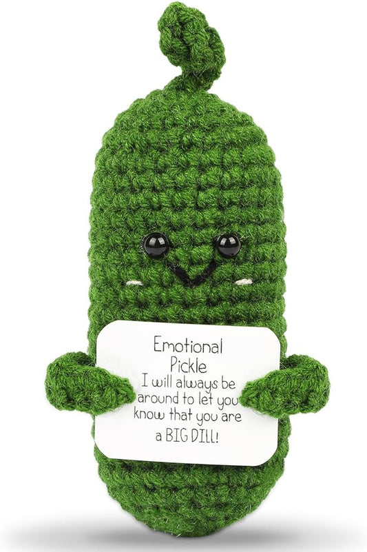 Handmade Positive Pickle Crochet Doll