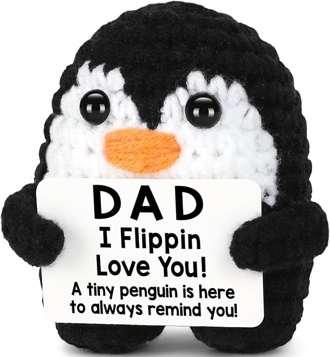 Handmade Positive Penguin Crochet Doll Gift (Dad)
