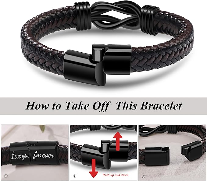 Men Leather Bracelet Gifts for Birthday Christmast Braided Bracelet for Husband