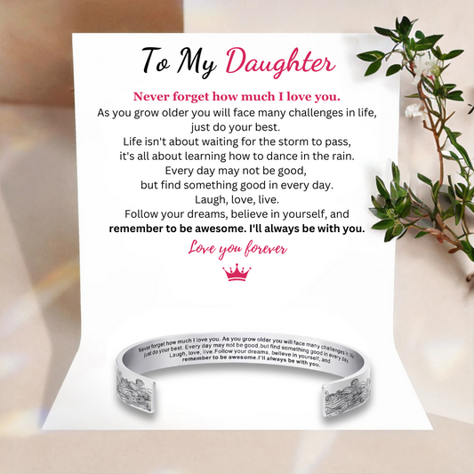 Inspirational cuff bracelet for daughter