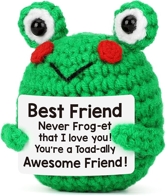 Handmade Positive Frog Crochet Doll Gift (Best Friend)