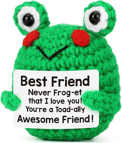 Handmade Positive Frog Crochet Doll Gift (Best Friend)